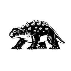Obraz premium Black icon of a stylized dinosaur with spines, showing unique features and emphasizing a fierce stance during a creative illustration