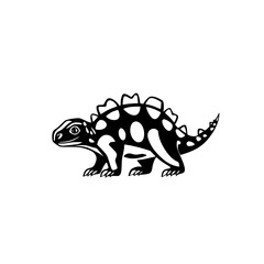 Stylized black icon of a dinosaur-like creature with spots, designed for digital art and graphic use, showcasing unique body features