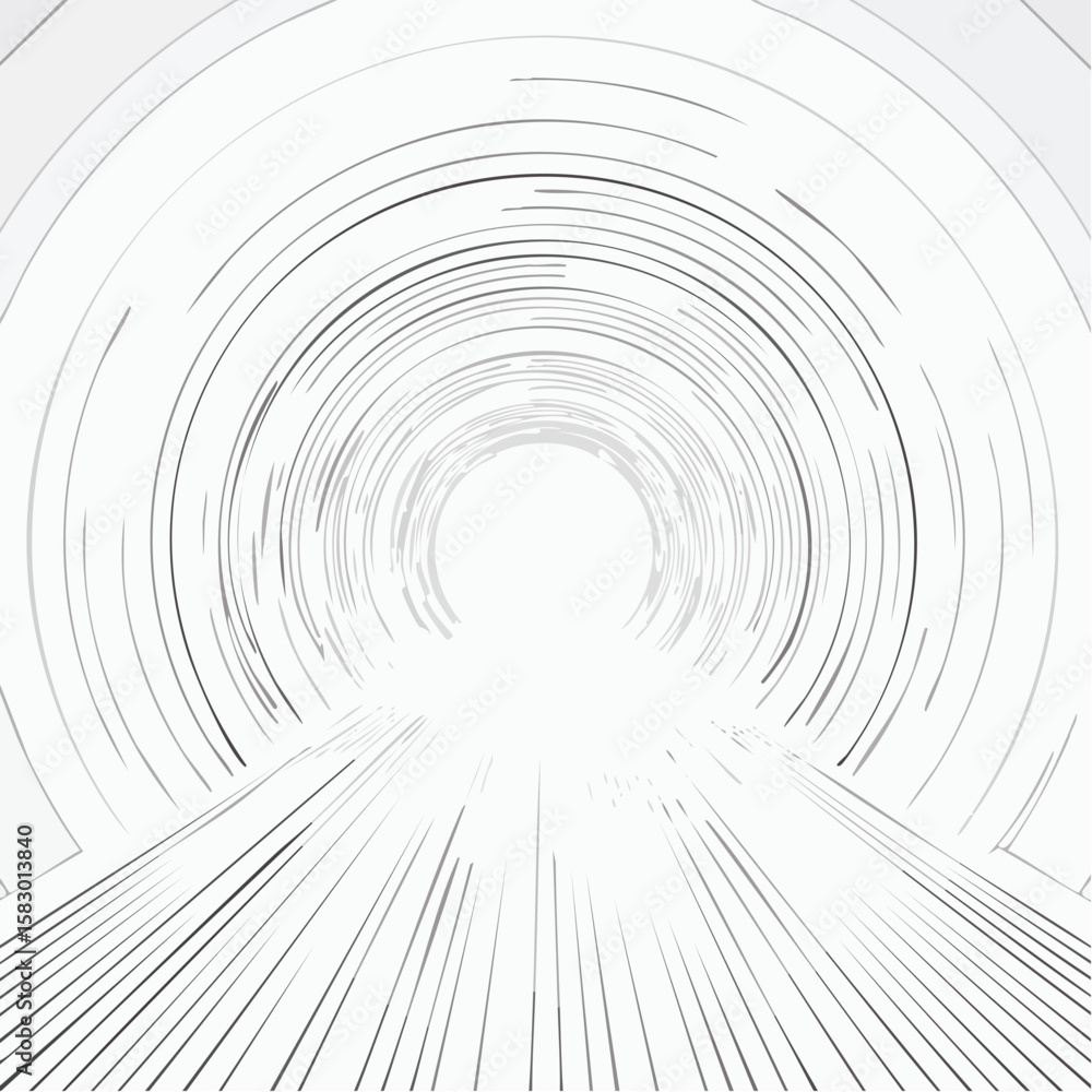 Aufkleber abstract illustration of concentric circles and converging lines creating a tunnel effect with a bri
