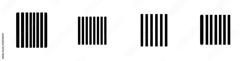 Poster design featuring black icons of varying stripe patterns illustrating simplicity in visual representa