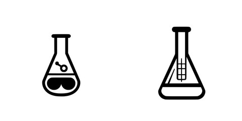 Laboratory equipment icons depicting flasks used in chemistry experiments for educational purposes