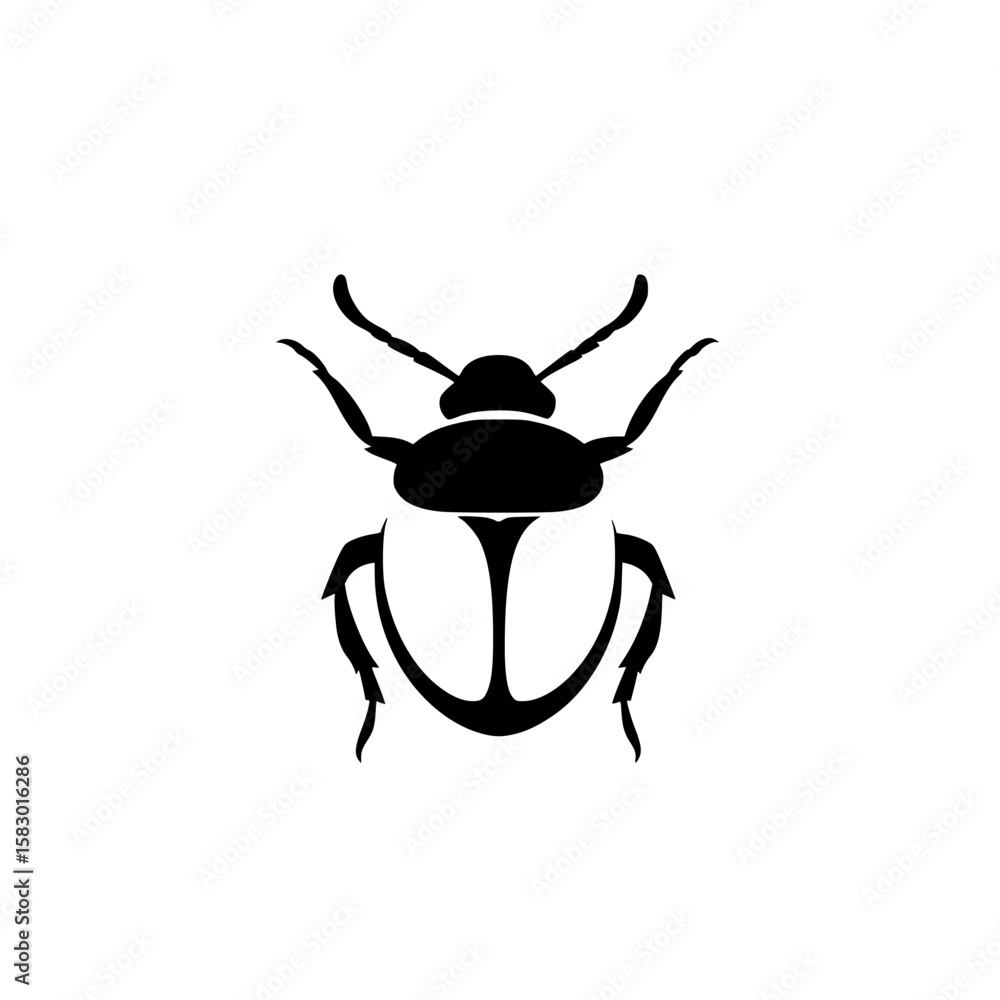 Poster unique black icon of a beetle showcasing intricate details and design suitable for various applicati