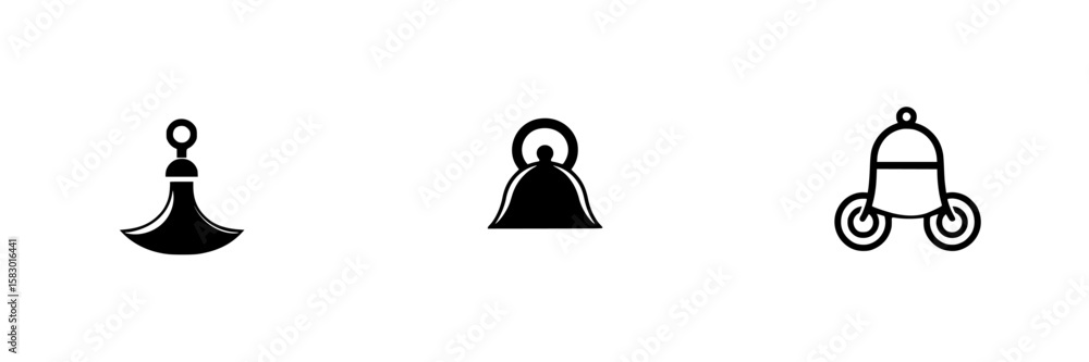 Poster icon set representing various types of bells in a minimalist black design suitable for digital use a
