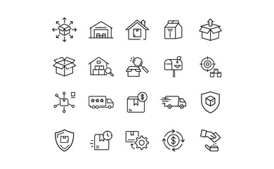 Vector Icons Representing Delivery Shipping and Logistics Services.