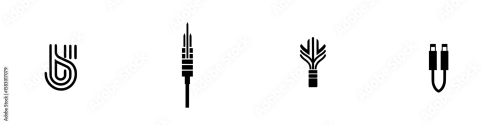 Poster various black icons representing technology and connectivity concepts in a minimalistic style