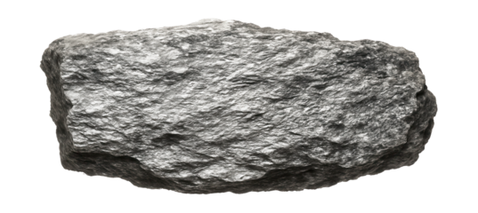 Mica schist fragment with shiny, flaky layers and silvery sheen