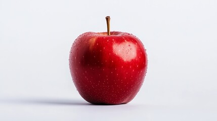 Red apple isolated on pure white, clean product photography, crisp details, no background distractions