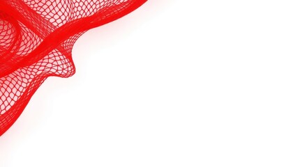 Red mesh material against a white background creating a modern design