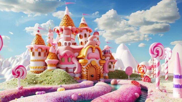 Candy castle landscape illustration