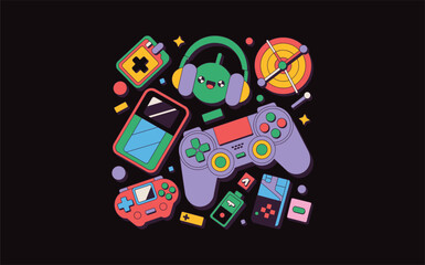 Game vector design, vector illustration, Game design, silhouette style.
