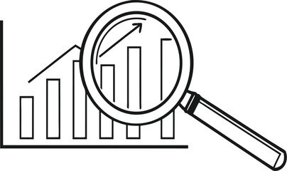 "Data Analysis Concept with Magnifying Glass and Bar Graph &ndash; Line Vector Illustration"

