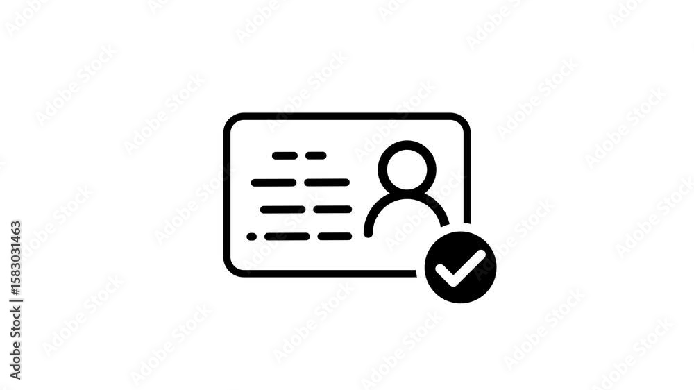 Poster nid card and check mark icon animation, profile verify icon with check mark symbol isolated on backg