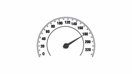 Speed meter icon sign animation on white background, digital speed meter icon sign for car dashboard animated with alpha channel. - Powered by Adobe