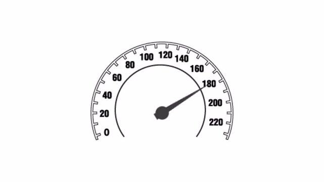 Speed meter icon sign animation on white background, digital speed meter icon sign for car dashboard animated with alpha channel.