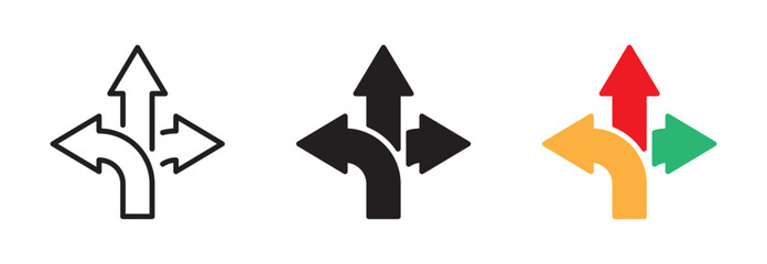 Direction icon set. Pointer, Indicator, arrow, location, navigation sign. Vector illustration. Editable stroke. Flat design.