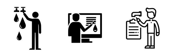 An image of a speaker gesturing towards text during a presentation, alongside a person examining water leakage, suitable for educational, environmental, and plumbing-related content, ideal for