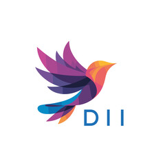 Obraz premium DII “Colorful Abstract Bird Logo Design – DII Later Logo, Modern Geometric Vector Illustration” 