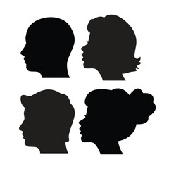 Human Head Silhouette Side View Vector Illustration