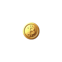 Golden Bitcoin Cryptocurrency Coin on Transparent Background