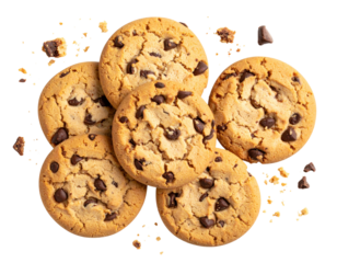 Realistic Chocolate Chip Cookie with Crumbs – Top View