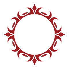 Ornate circular red decorative frame with abstract floral elements vector