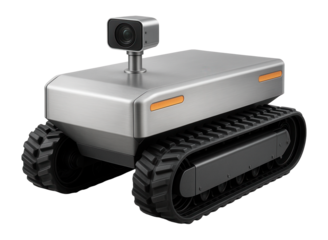 Self-navigating agricultural robot with caterpillar tracks and a mounted camera system