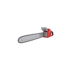 3D Render of a Red Chainsaw - Isolated on Transparent Background