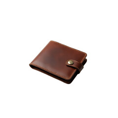 Brown Leather Wallet with Button Closure - Classic Men's Accessories