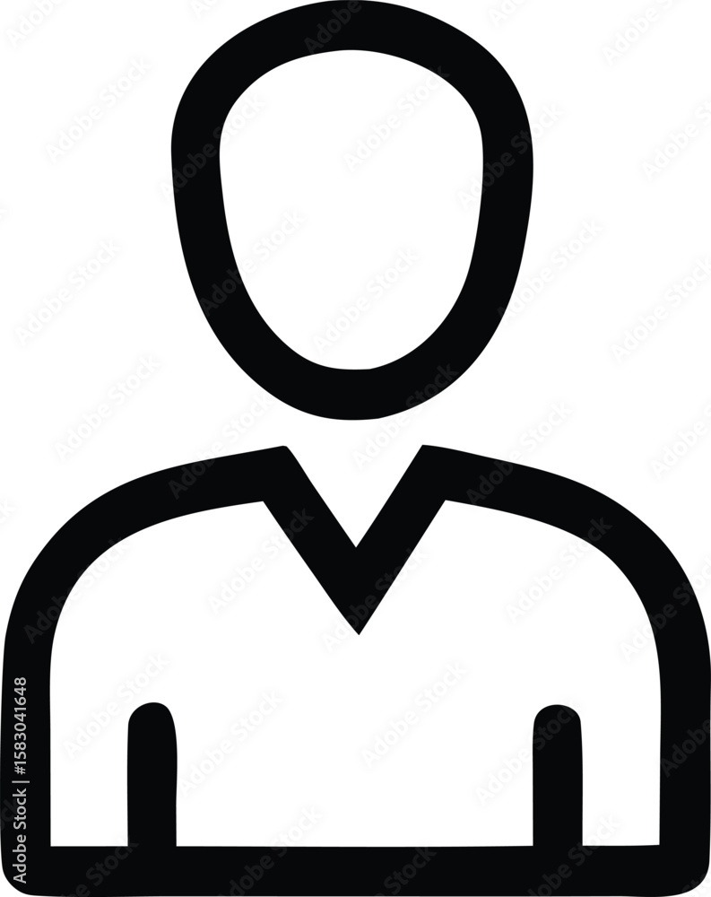Poster simple black outline icon representing a person or user profile suitable for digital interfaces and 