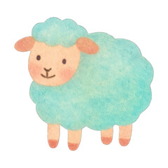 Fototapeta premium PNG Cute fluffy watercolor sheep illustration.