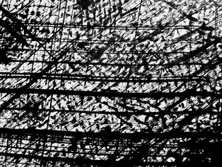 Abstract black and white artwork showcasing intricate line patterns and textures