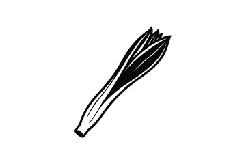 Elegant Leek Illustration A Culinary Herb in Striking Black and White Silhouette Style Perfect for Food Blogs and Recipes silhouette simple leek