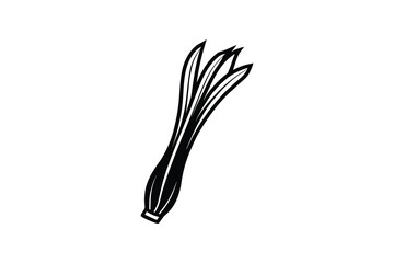 Elegant Leek Illustration A Culinary Herb with Graceful Lines and Bold Contrast Presented in a Striking Silhouette Style silhouette This image features