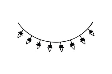 Festive String Lights Garland Decoration Hanging for Celebrations and Parties Simple Black and White Design Silhouette simple string lights silhouette style perfect