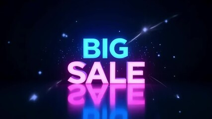 Big sale promotion neon glow animation special offer discount event limited time only purchase now shopping - Powered by Adobe