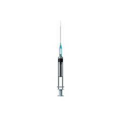 Medical Syringe with Needle Isolated on Transparent Background