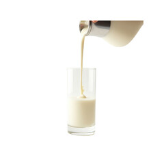 Pouring Milk into a Glass on a Transparent Background