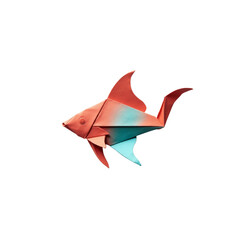 Origami Fish Coral and Teal Aquatic Art
