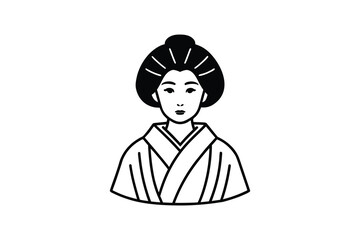 Elegant Japanese Woman in Traditional Kimono A Minimalist Silhouette Design with Classic Hairstyle and Graceful Demeanor Evoking Cultural Heritage and Timeless Beauty silhouette