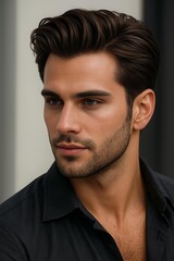Obraz premium Confident Man Flaunting an Awesome, Well-Styled Modern Haircut
