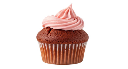 Isolated Cupcake with Pink Frosting