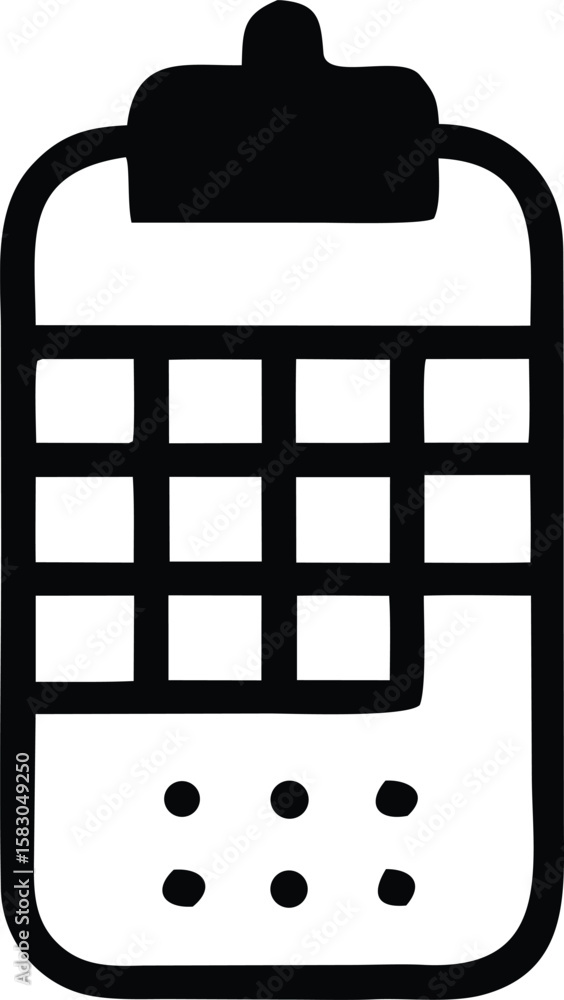 Aufkleber stylized black and white icon of a smartphone with a grid and dots representing technology and commu