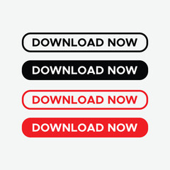 Modern “Download Now” Buttons – Black, White, and Red UI Web Design Elements

