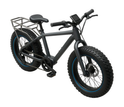 Electric fat bike with a digital display mounted on the handlebar stem