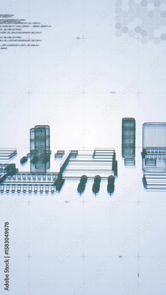 Poster animation of circuit board and data processing over white background