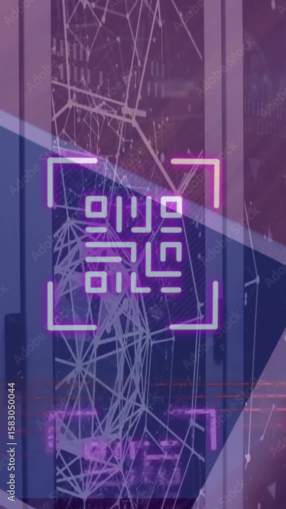 Poster animation of data processing and digital icons over car