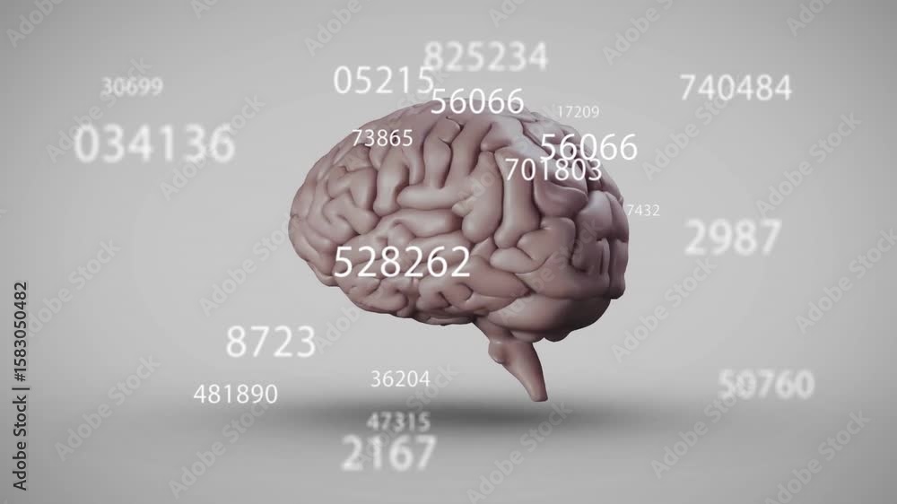 Poster 126? label appearing under 3d brain starting rotating showing swirling then vanishing data labels