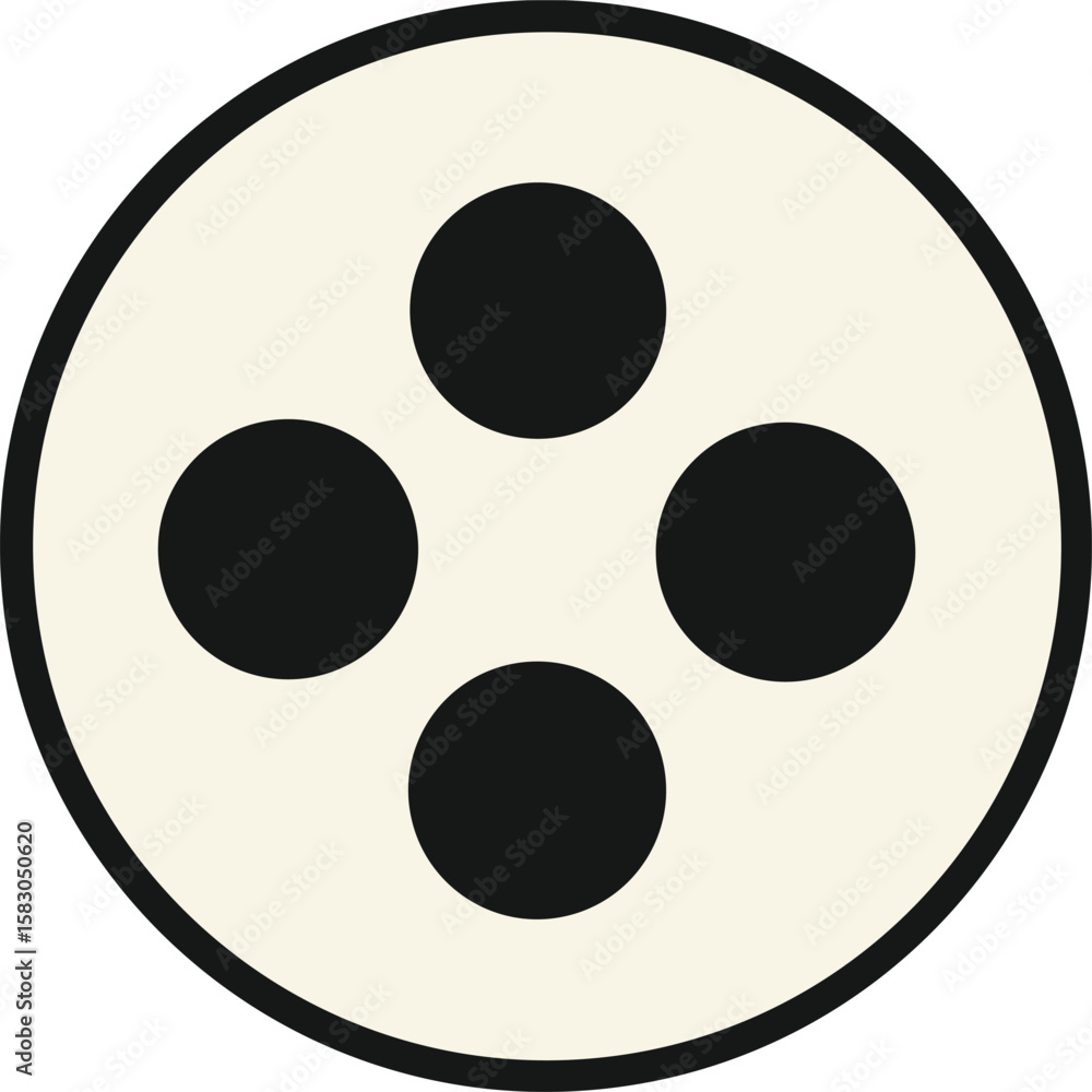 Poster a minimalist circular design featuring four large black dots symmetrically arranged on a creamy off 