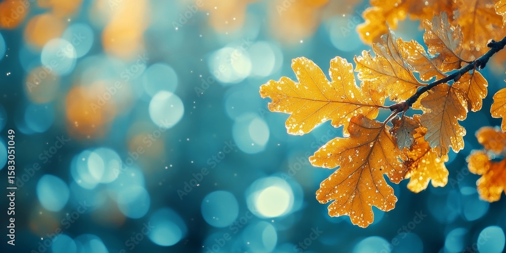 Poster Autumn Oak Leaves Background for Text Overlay Generative AI