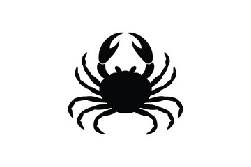 A Bold Black Crab with Powerful Claws and Multiple Legs Stands Out in a Striking Silhouette This image features crab simple yet